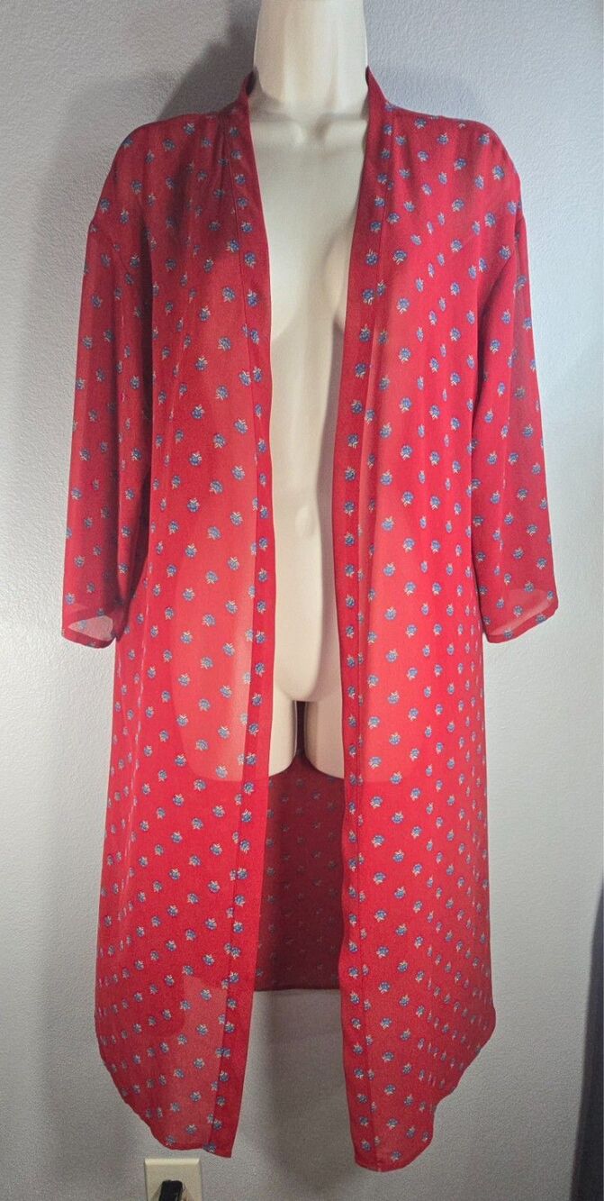 Uniqlo Disney Beauty And The Beast Floral Sheer Robe Cardigan Womens Size XS BP